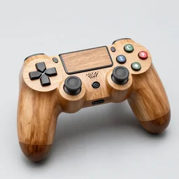 ps 4 controller made out of wood, realistic,