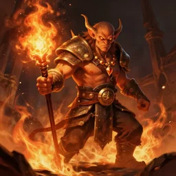 champion of the night - fire, goblin warrior, digital painting, trending on artstation, concept art, sharp focus, illustration, art by artgerm, greg rutkowski, and magali villeneuve