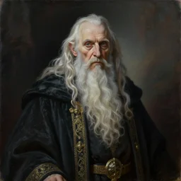 an elder lich with a magnificent robe, portrait, sinister atmospheric lighting. highly detailed painting by greg rutkowski.