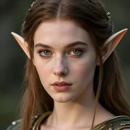 beautiful elf queen, eye contact ,highly detailed, 4k, HDR, smooth, sharp focus, hyper realistic, high resolution, award-winning photo