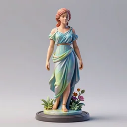 3D resin miniature sculpture of Emma Watson by Jean-Baptiste Carpeaux and Luo Li Rong, prefect symmetrical face, summertime, colorful, fresh colors, full body shot, elegant, academic art, realistic, 8K, Product Introduction Photo, Hyperrealism. Subsurface scattering, raytracing, Octane Render, Zbrush, simple background