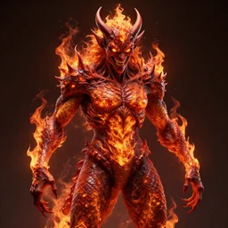 a highly detailed scary full body demon by alex gray, android jones, karol bak, ayami kojima, artgerm, concept art, pattern, dragon skin, hell fire, fire amber, glowing eyes, smirking angry expression, 3 d, octane render, 8 k, unreal engine