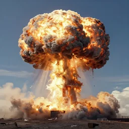 nuclear explosion, few sun rays, wallpaper, artstation, digital painting, hd, high detailed