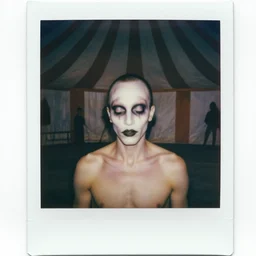 expired polaroid of a surreal artsy dream scene, circus, grotesque, portrait, award winning