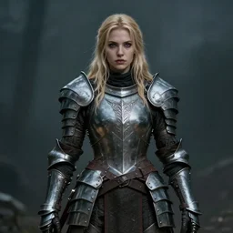 a d & d portrait of beautiful armored woman, blonde hair, rpg character, gloomy colors, by artgerm