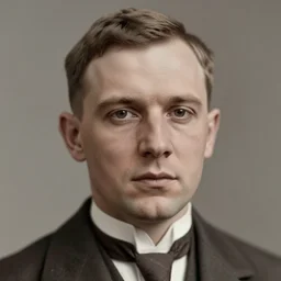A photograph portrait of Jerma985 with short hair in the early 1930s, taken in the early 1930s, grainy, taken on a early 1930s Kodak Camera, realistic, hyperrealistic, very realistic, highly detailed, very detailed, extremely detailed, detailed, digital art, trending on artstation