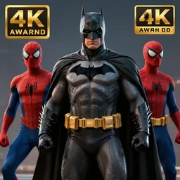 the fellowship of batman with spiderman, highly detailed, 4 k, hdr, award - winning, artstation, octane render