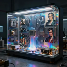 lasers, circuit board artifacts, holographic case display, a. i. artificial intelligence tech, ultrarealistic, futuristic, dramatic lighting, electrical details, ultra high details, 4 k, 8 k, best, accurate, trending on artstation, photorealism, digital painting, style of peter mohrbacher, caravaggio, hajime sorayama, dali, boris vallejo