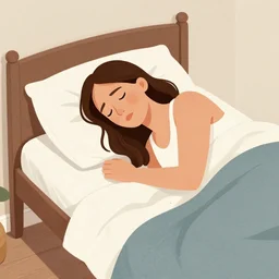 illustration of a 👩 😴 in 🛏 by mandy jurgens, trending on artstation
