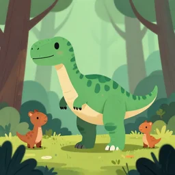 an illustration of a dinosaur k 0. 1 2 2 in the woods, trending on artstation, central composition, very cartoon, shape focus, high detailed, by anton fadeev