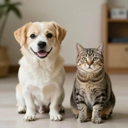 A dog and a cat
