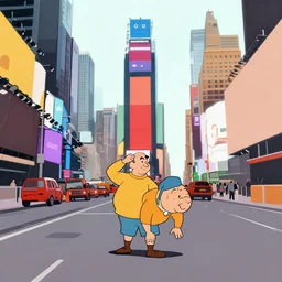 times square in the style of tintin