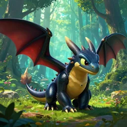Spyro the Dragon in a large forest, Breath of the Wild styled, digital art, highly detailed