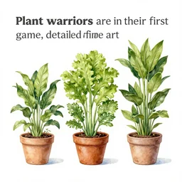 “ plant warriors are in their first game, detailed fine art ”