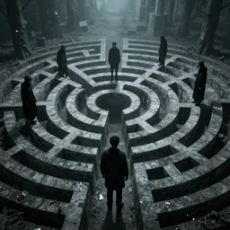Lunatics lost in the maze of madness found in there own minds 8k dystopian surrealism -6