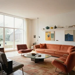 interior designed by ludwig mies van der rohe, solarpunk