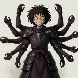 a cultist / knight with multiple rainbow eyes and too many arms / hands in the style of studio ghibli in the style of junji ito trending on artstation deviantart pinterest furaffinity detailed realistic hd 8 k high resolution