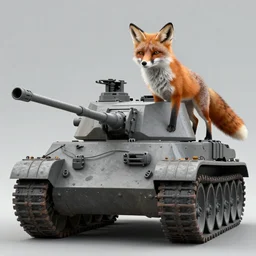 panzer tank with the face and tail of a fox, covered in fox fur, extremely detailed,