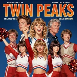 twin peaks poster artwork by michael whelan and tomer hanuka, robert mcginnis, yumihiko amano of talyor swift cheerleader, full of details, by makoto shinkai and thomas kinkade, matte painting, trending on artstation and unreal engine