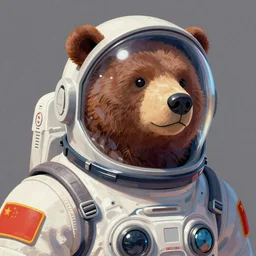 a head and shoulder portrait of bear beast-man in space suit, painted in the colorful and expressive style of Kotwdq, trending on Artstation 8k photorealistic