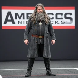 Hagrid as a contestant on American Ninja Warrior, action shot
