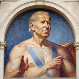 a church mural of joe biden as a god, 4 k, highly detailed, painted by michelangelo
