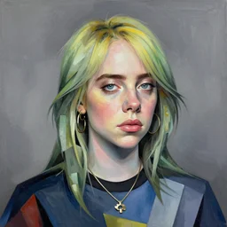 portrait of billie eilish, detailed, cubism