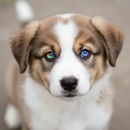 cute puppy with rainbow eyes