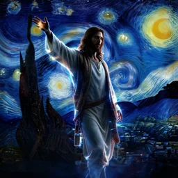Jesus Christ in mass effect, dynamic lighting, +++++++++++ super super dynamic dynamic pose, glitch effect, screenshot, space, starry night, intense, 20k