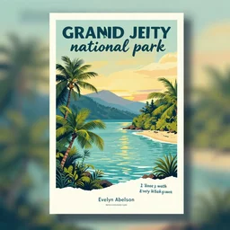 a tourism poster of grand jetty national park, by evelyn abelson, featured on dribble, regionalism, digital illustration, wallpaper, poster art