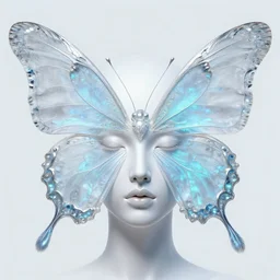 3 d goddess butterfly face portrait, face in the center, bioluminescent, beautiful transculent intricate highly detailed quetzalcoatl feathers. ice, galaxy, plasma, lava, milk, artwork by tooth wu and wlop, 8 k trending on artstation, volumetric lighting