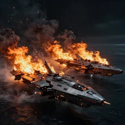 attack ships on fire off the shoulder of orion, blade runner, ridley scott, epic composition, dramatic lighting, octane render