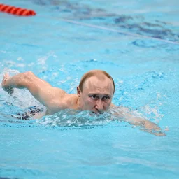 Vladimir Putin swimming in Lava