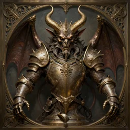 a detailed bust knight in bronze, demonic, demon, symmetry, symmetrical, by greg rutkowski and justin gerard, digital art, monstrous, art nouveau, baroque style, realistic painting, very detailed, fantasy, dnd, character design, top down lighting, trending on artstation