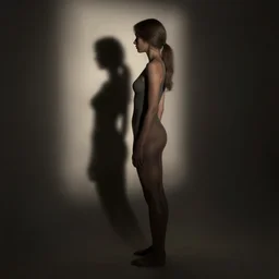 photo of a shadow woman, side view, dramatic lighting, concept art by cedric peyravernay maciej kuciara, medium shot, ground angle, uhd 8 k, shallow depth of field, cgsociety, trending in artstation, neo figurative, unreal engine, physically based rendering