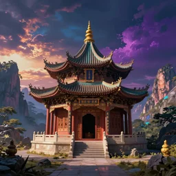 glitchcore Windwalker Shrine, beautiful landscape, fantasy-style, cinematic lighting, photorealism. trending on Flickr ,CGSociety, Eldritch color scheme, Pastiche by Albrecht Dürer, Pastiche by Don Maitz