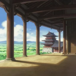 Temple interior by Yoshitaka Amano, trending on Artstation, matte painting, vast landscape