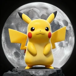 photorealistic pikachu on the moon, hyper realistic, 8 k, trending on artstation