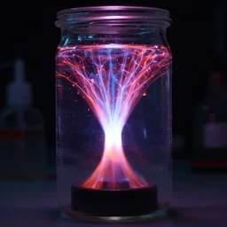photo, plasma in a jar, vibrant.