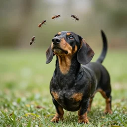 “a dachshund that is juggling ants”