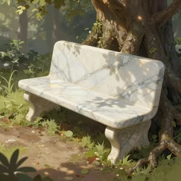 a beautiful digital illustration painting of a a fantasy marble bench, tree roots by. 8 k resolution trending on artstation concept art digital illustration