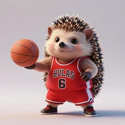 hedgehog dressed as a basketball player plays basketball by greg rutkowski and thomas kinkade, trending on artstation, 3 d render octane