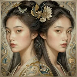 asian annasophia robb, symmetrical portrait, d & d, fantasy, intricate, elegant, highly detailed, digital painting, artstation, concept art, smooth, sharp focus, illustration, art by artgerm and greg rutkowski and alphonse mucha