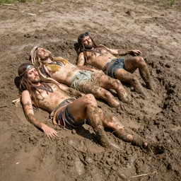 hippies wallowing in a mud puddle