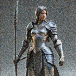 а highly detailed sculpt of athletic girl in armor with long spear in hands, concept design, cinematic light, featured on artstation, octane render, path tracing, sharp focus, 4 k.