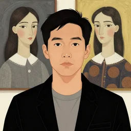 an illustration of a asian man, by jack gaughan, by hikari shimoda, by picasso