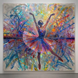 ballet resonant frequency by cy Twombly and BASTIEN LECOUFFE DEHARME, colorful, iridescent, volumetric lighting, abstract