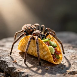 a spider eating a taco