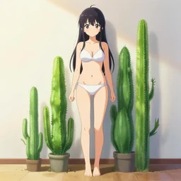 anime girl in underwear in full growth