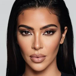 studio photo of kim kardashian with facial tattoos, face tattoo!, professional photo, close up, studio lighting, high quality